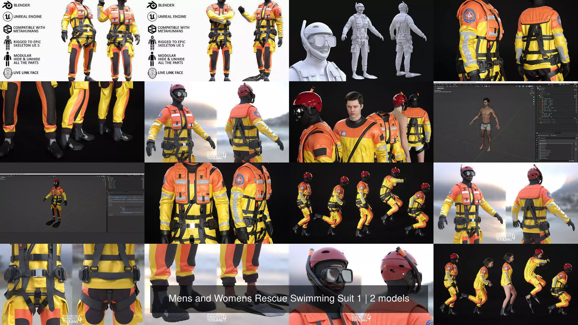 Mens and Womens Rescue Swimming Suit 1 3D Model Collection_5