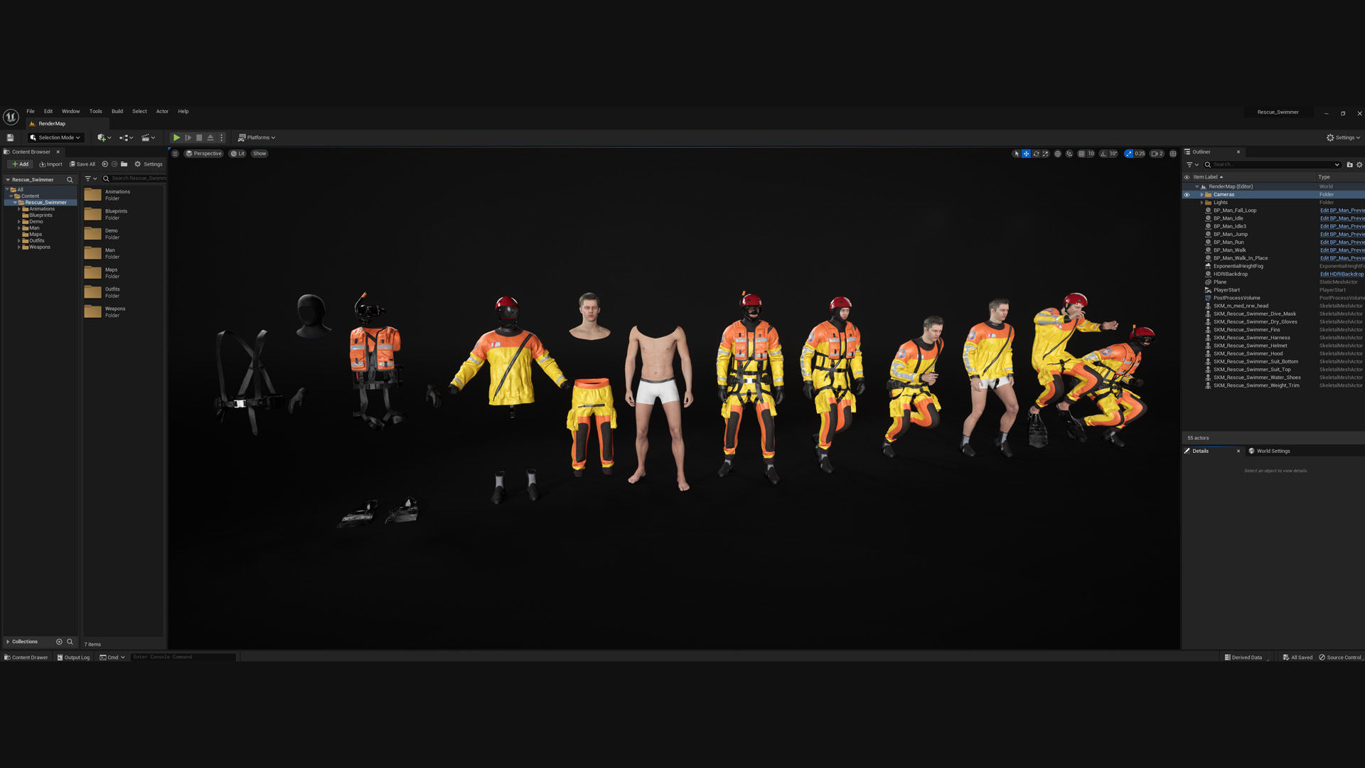 Mens and Womens Rescue Swimming Suit 1 3D Model Collection_9