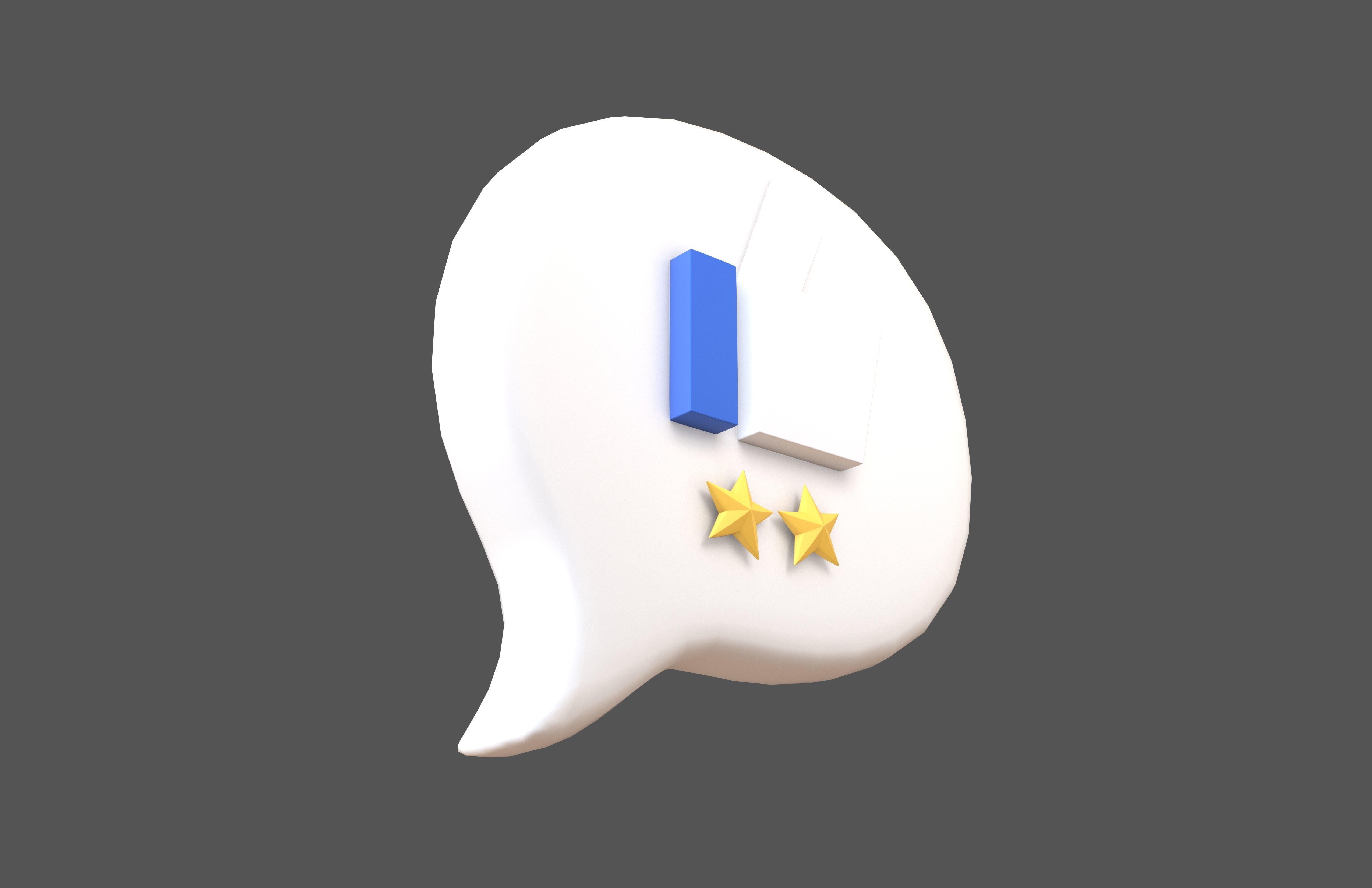 Rating Two Star Bubble Icon V2 001 Low-poly 3D model_3