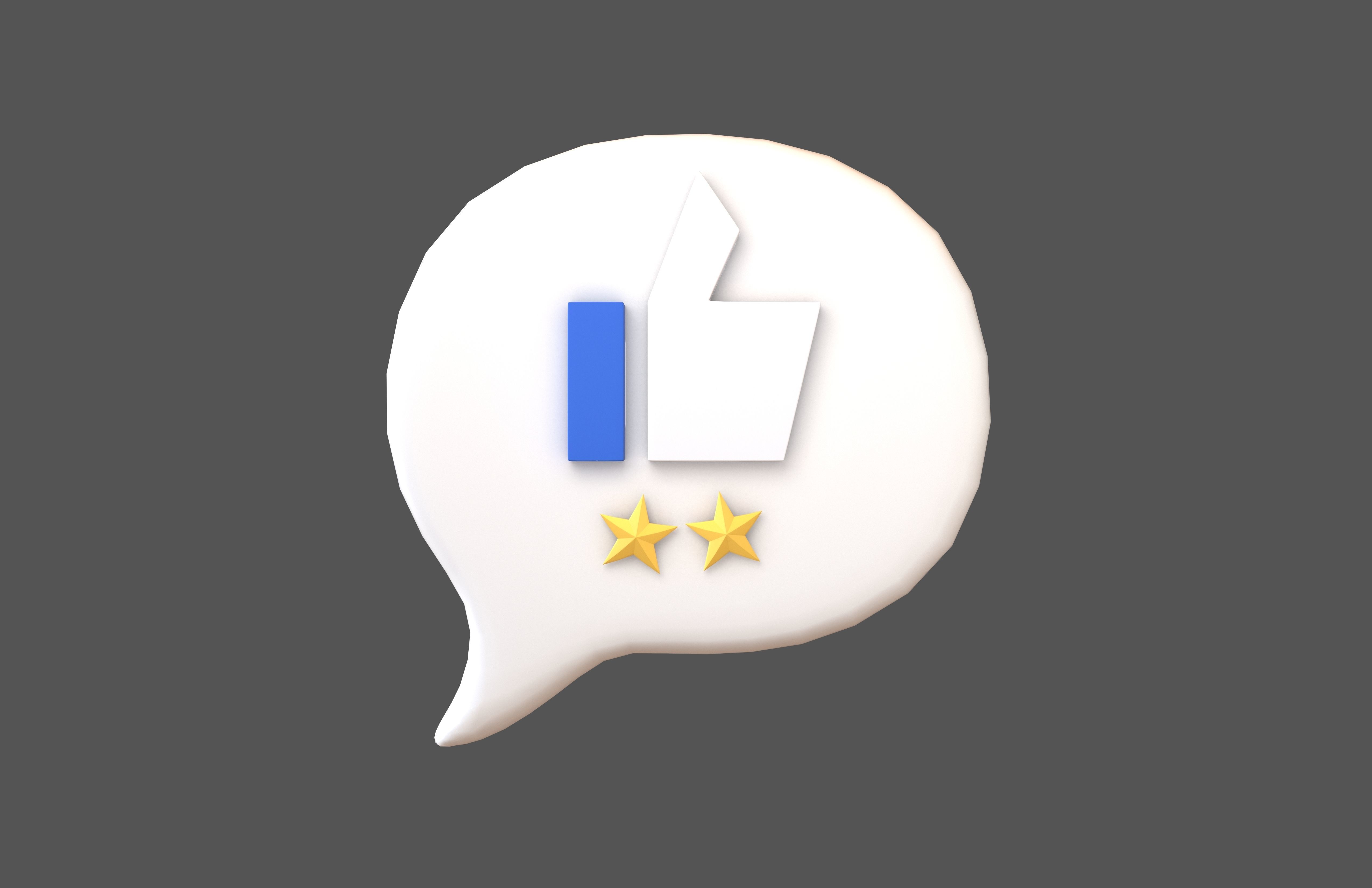 Rating Two Star Bubble Icon V2 001 Low-poly 3D model_1