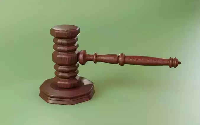 Wooden judges gavel low-poly PBR 3d model Low-poly 3D model