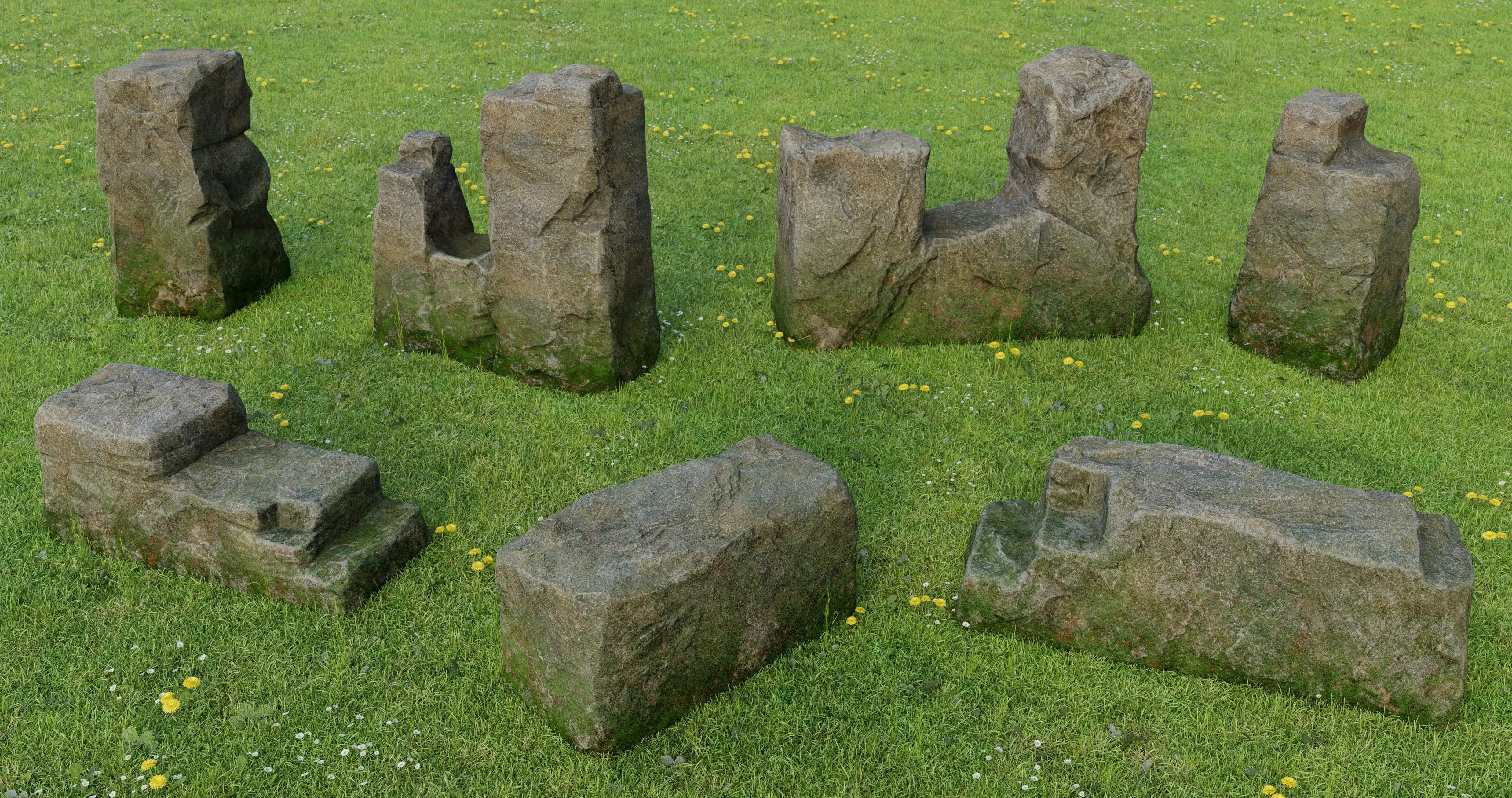 Stones made by hands of ancient civilization Free low-poly 3D model