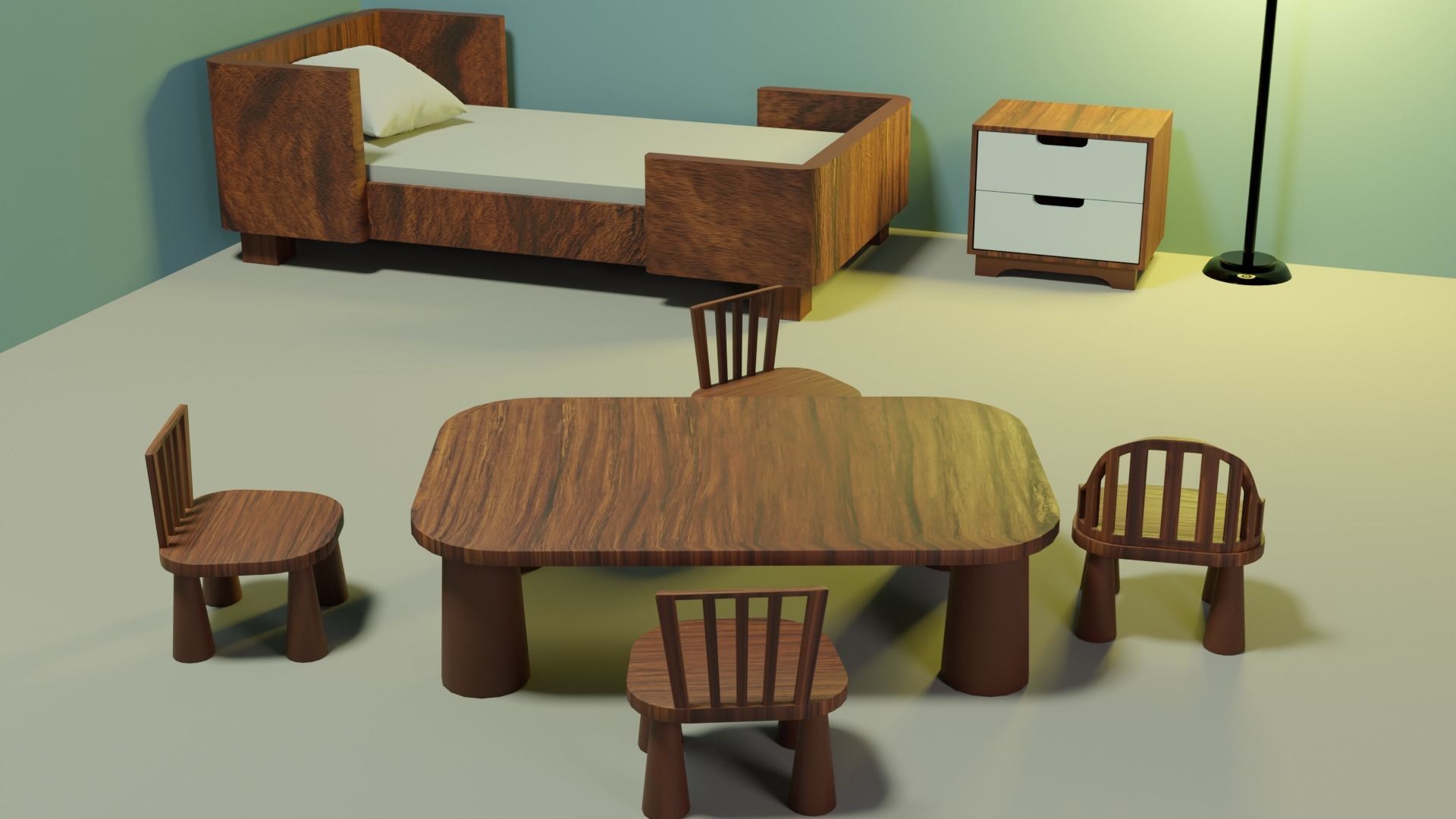 Childrens furniture PACK childrens room AND 1 item free Low-poly 3D model_2