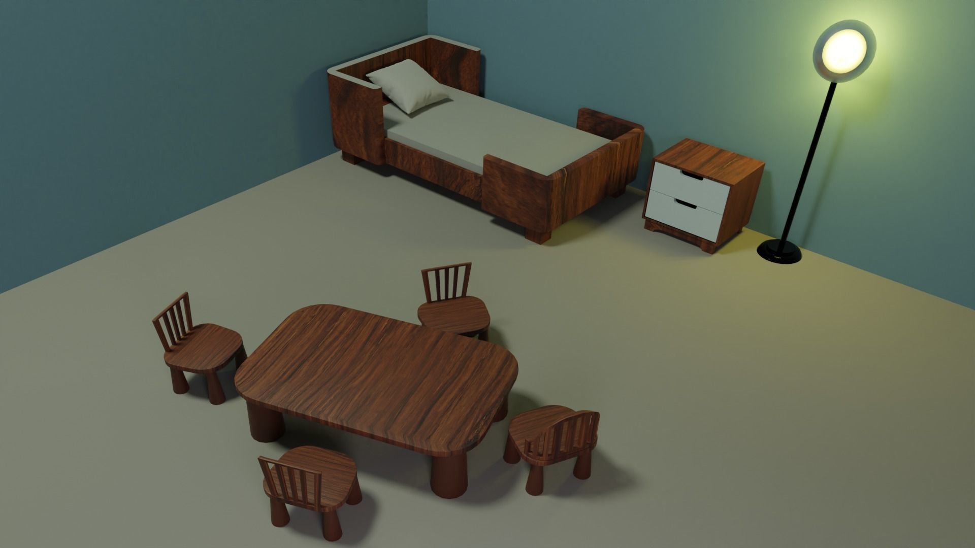Childrens furniture PACK childrens room AND 1 item free Low-poly 3D model_1