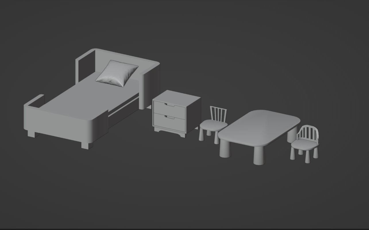 Childrens furniture PACK childrens room AND 1 item free Low-poly 3D model_8