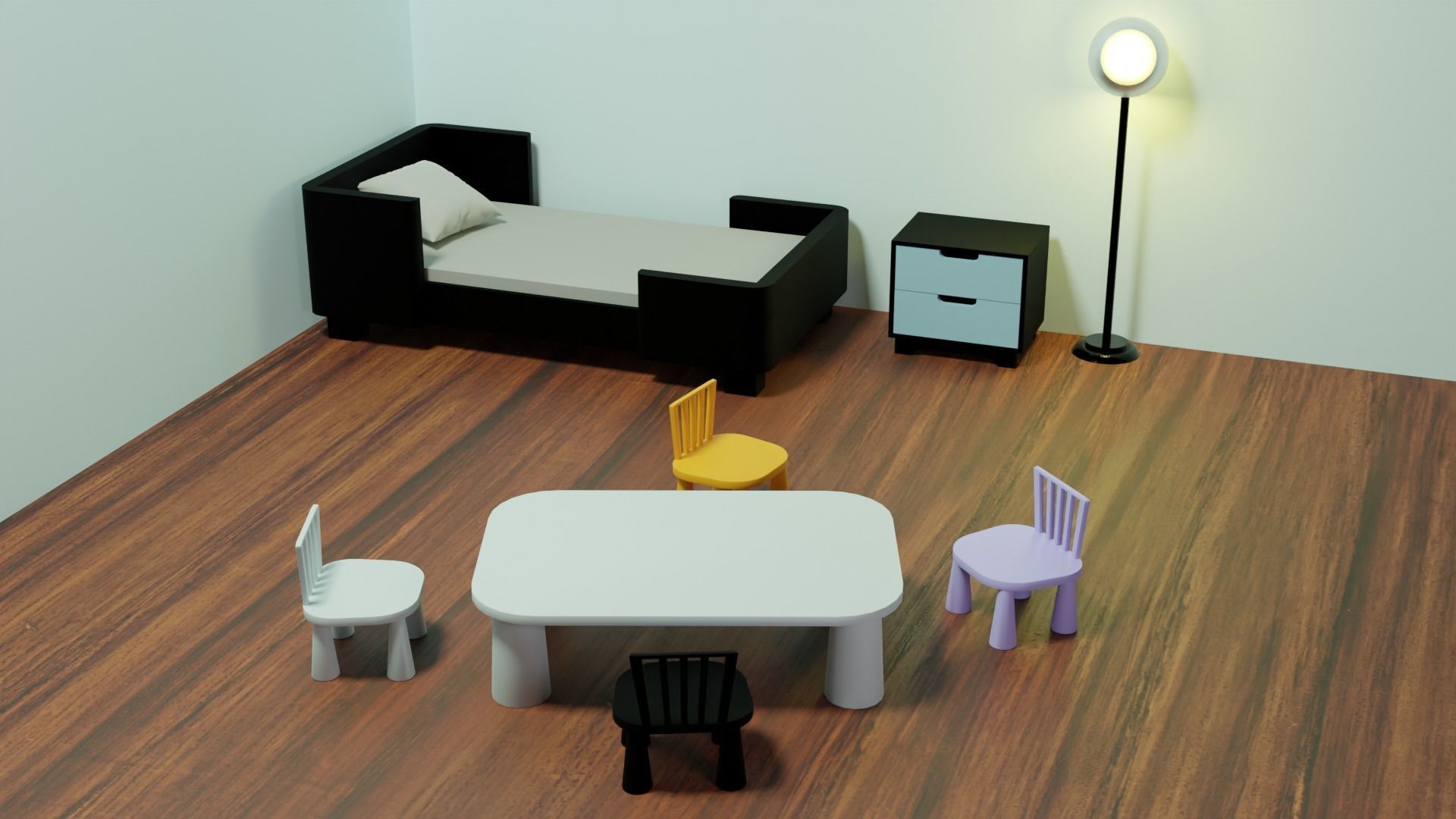 Childrens furniture PACK childrens room AND 1 item free Low-poly 3D model_10