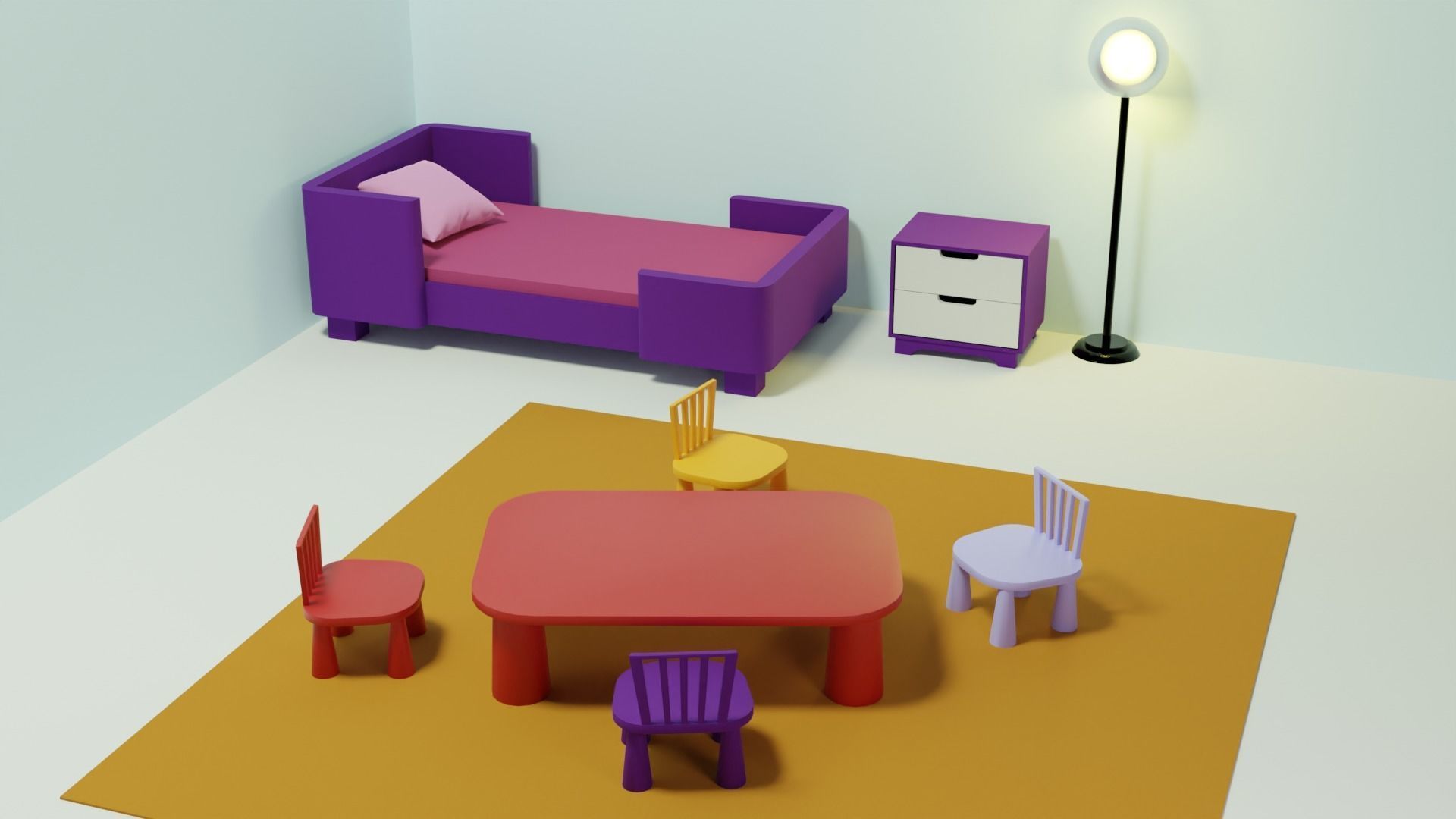Childrens furniture PACK childrens room AND 1 item free Low-poly 3D model_11