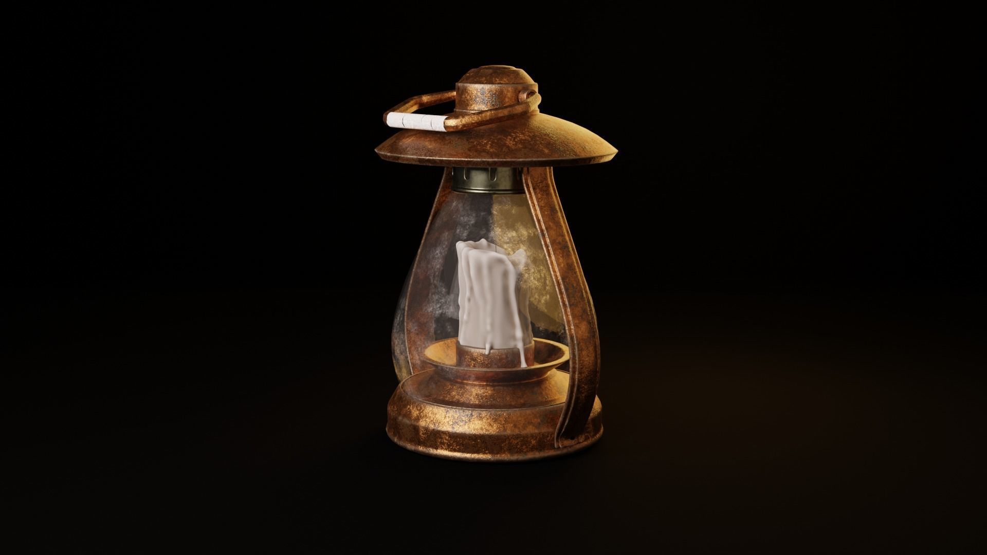 Old Lantern Low-poly 3D model_7