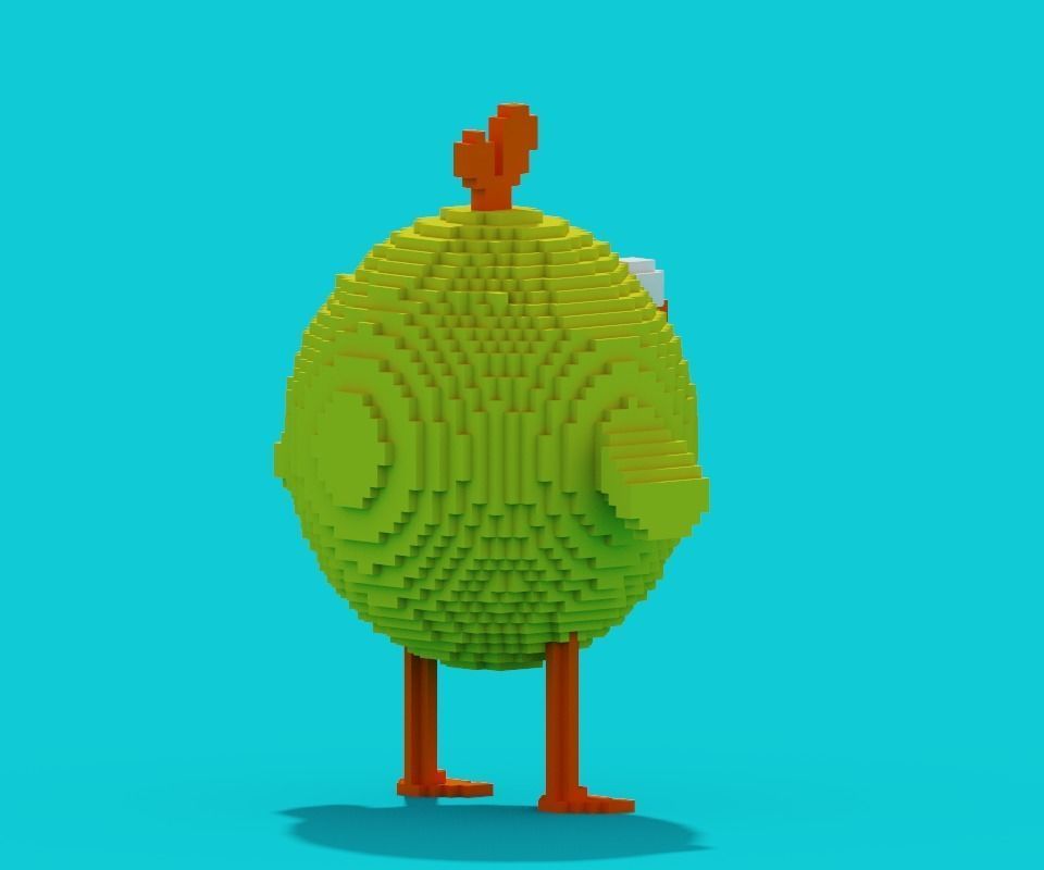 Voxel Chicken Low-poly 3D model_4