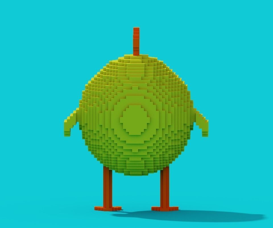 Voxel Chicken Low-poly 3D model_3