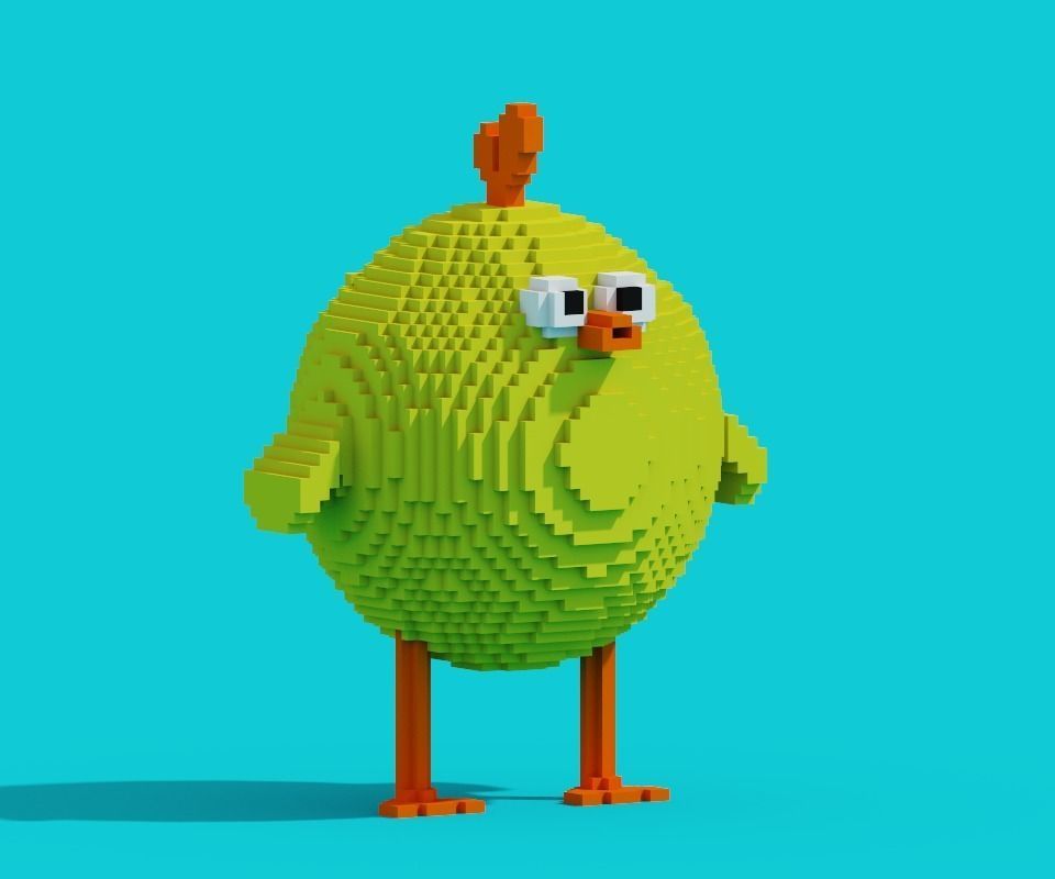 Voxel Chicken Low-poly 3D model_5