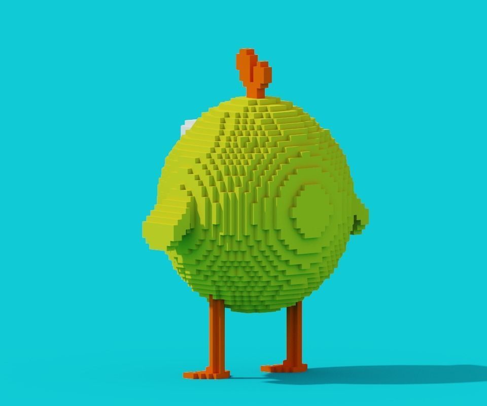 Voxel Chicken Low-poly 3D model_1
