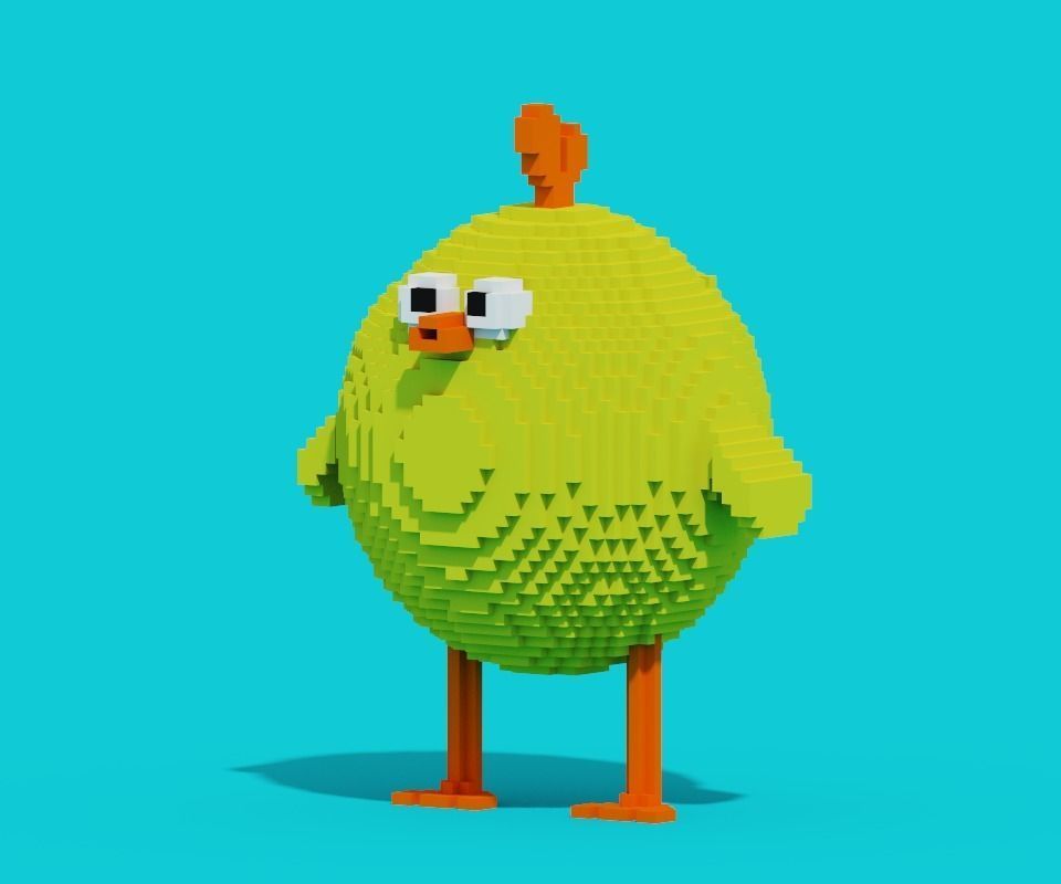 Voxel Chicken Low-poly 3D model_2