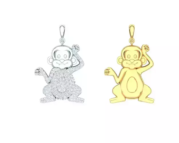 Diamond Cute Monkeys pendant 3D print model 3D print model