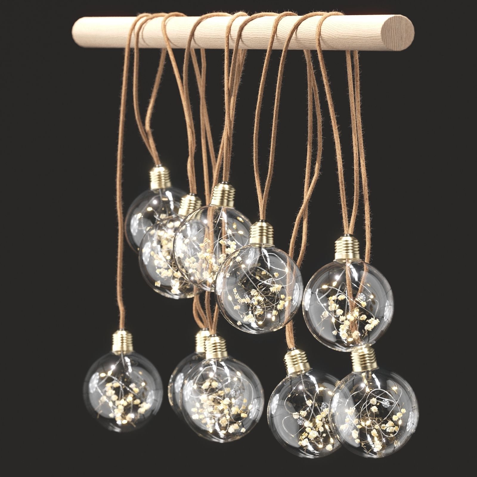 BUTLERS Dried Flower Light bulb String 3D model_3