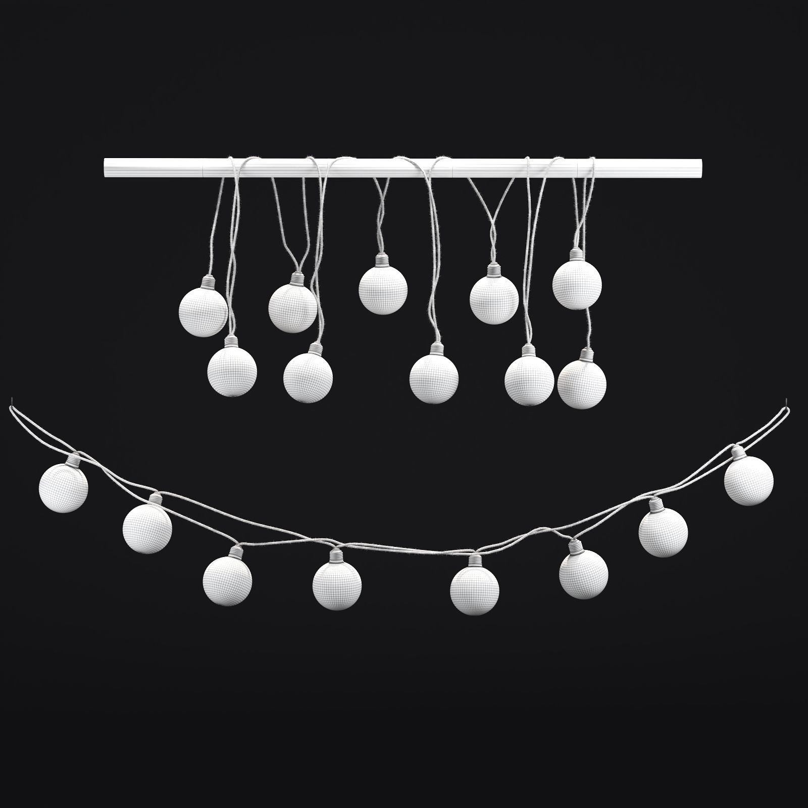 BUTLERS Dried Flower Light bulb String 3D model_4