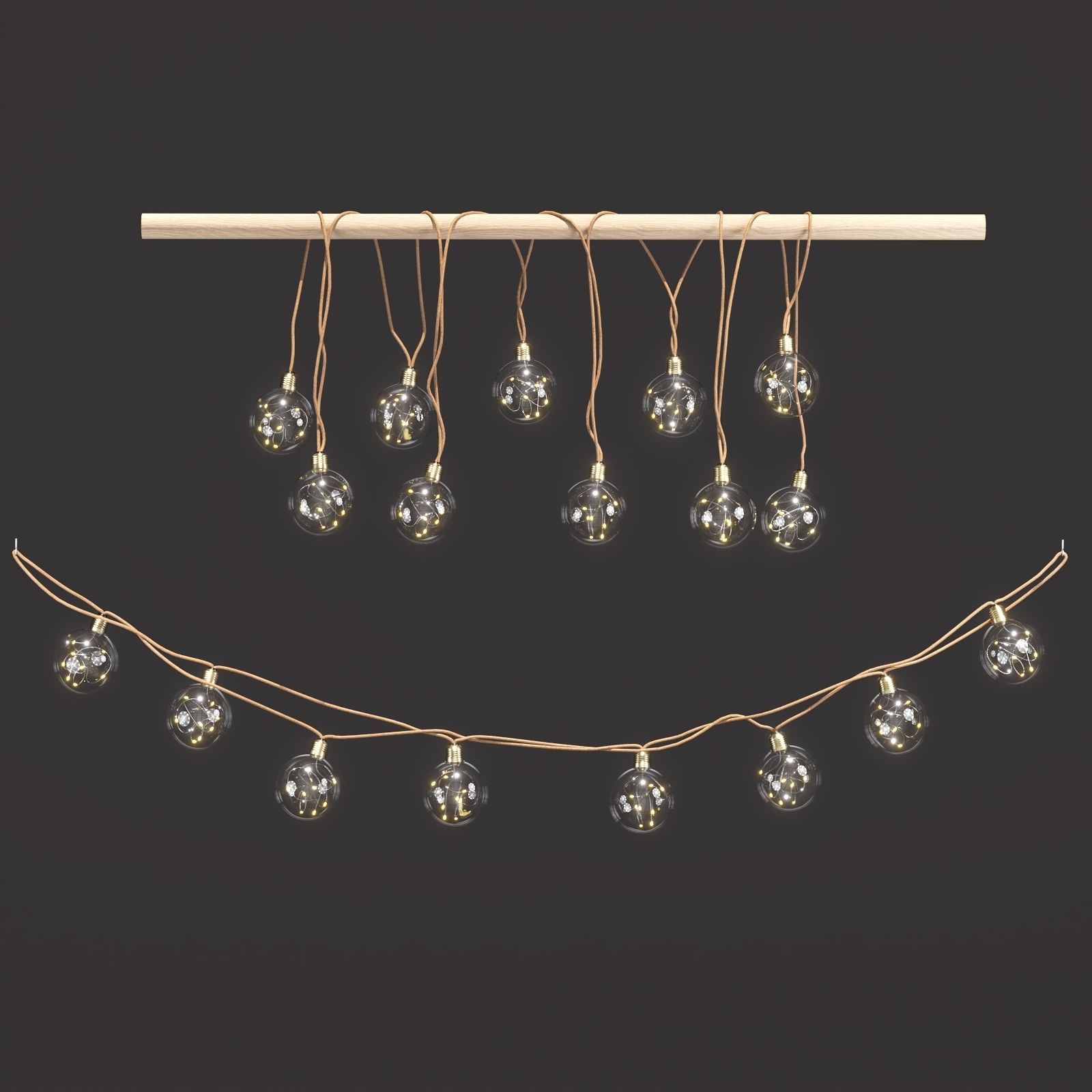 BUTLERS Dried Flower Light bulb String 3D model_5