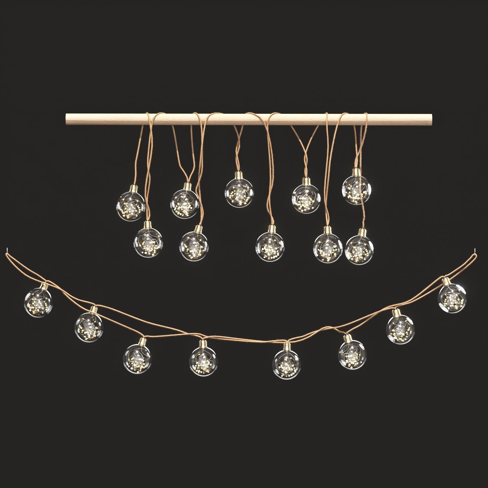 BUTLERS Dried Flower Light bulb String 3D model_2