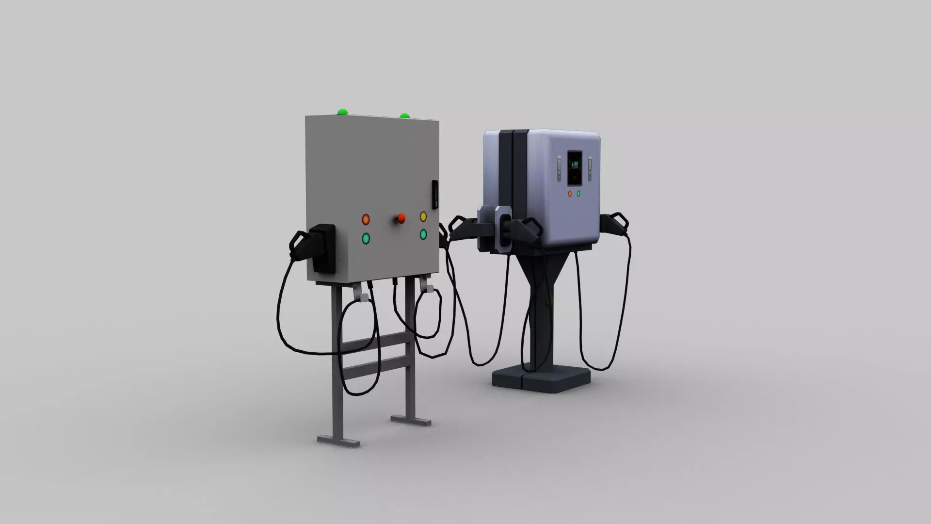 Electric Vehicle Chargers pack 2 Low-poly 3D model