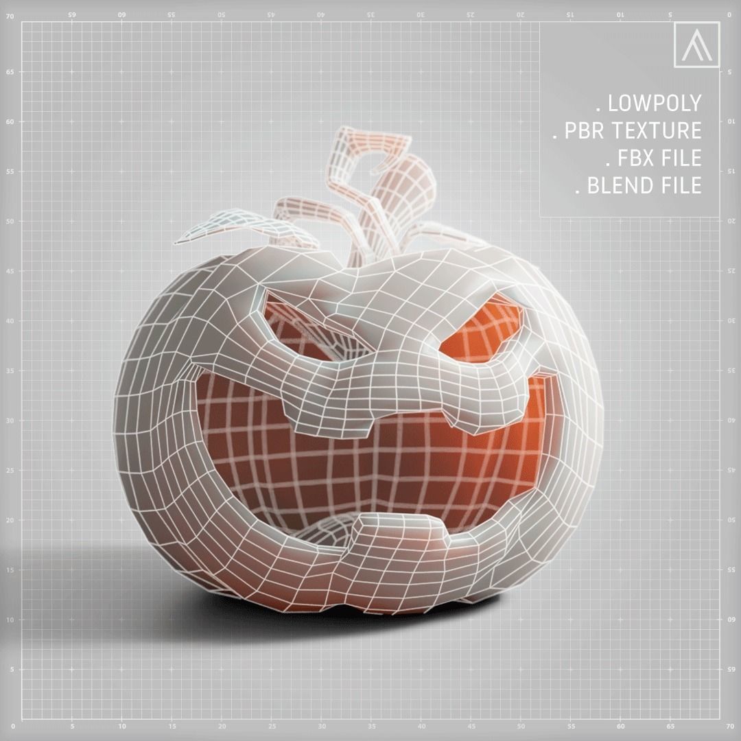 Halloween Pumpkin - 3d model Low-poly 3D model_1