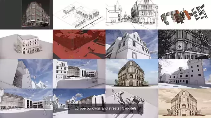 Europe buildings and streets 3D Model Collection