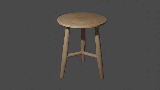 wooden stool 3d model low poly  Low-poly 3D model