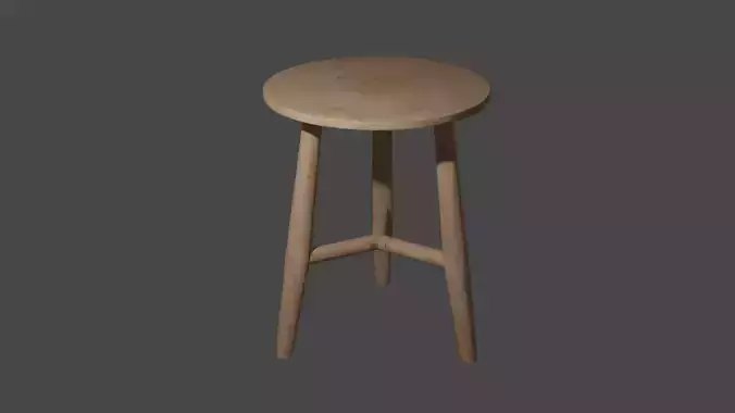 wooden stool 3d model low poly 