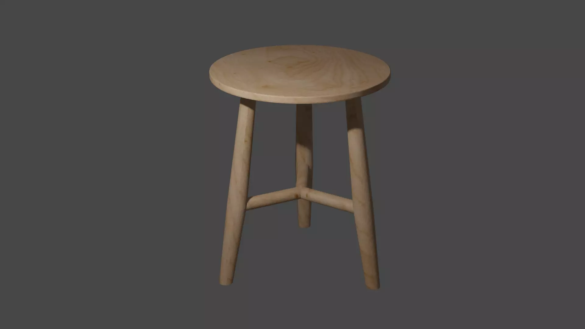 wooden stool 3d model low poly  Low-poly 3D model_0