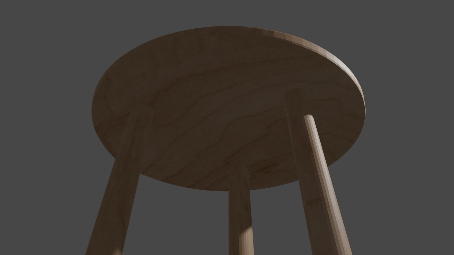 wooden stool 3d model low poly  Low-poly 3D model_2