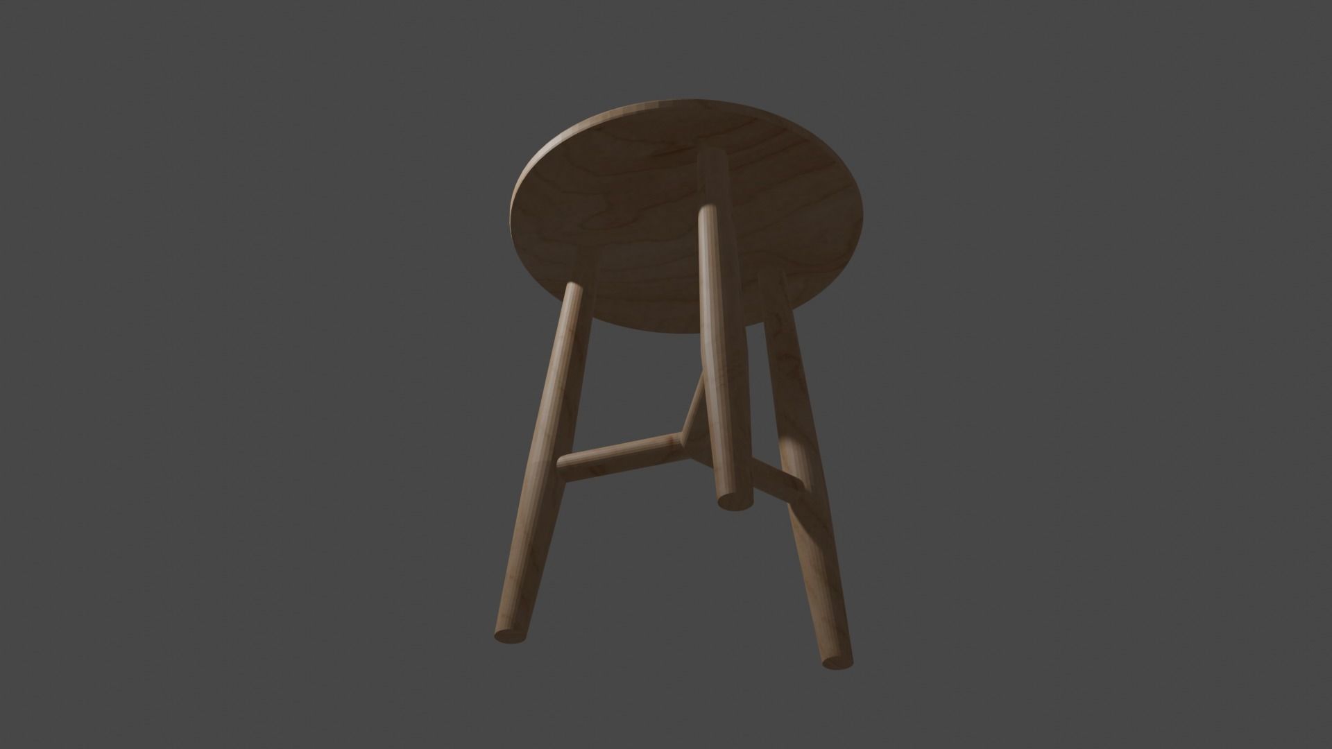 wooden stool 3d model low poly  Low-poly 3D model_3
