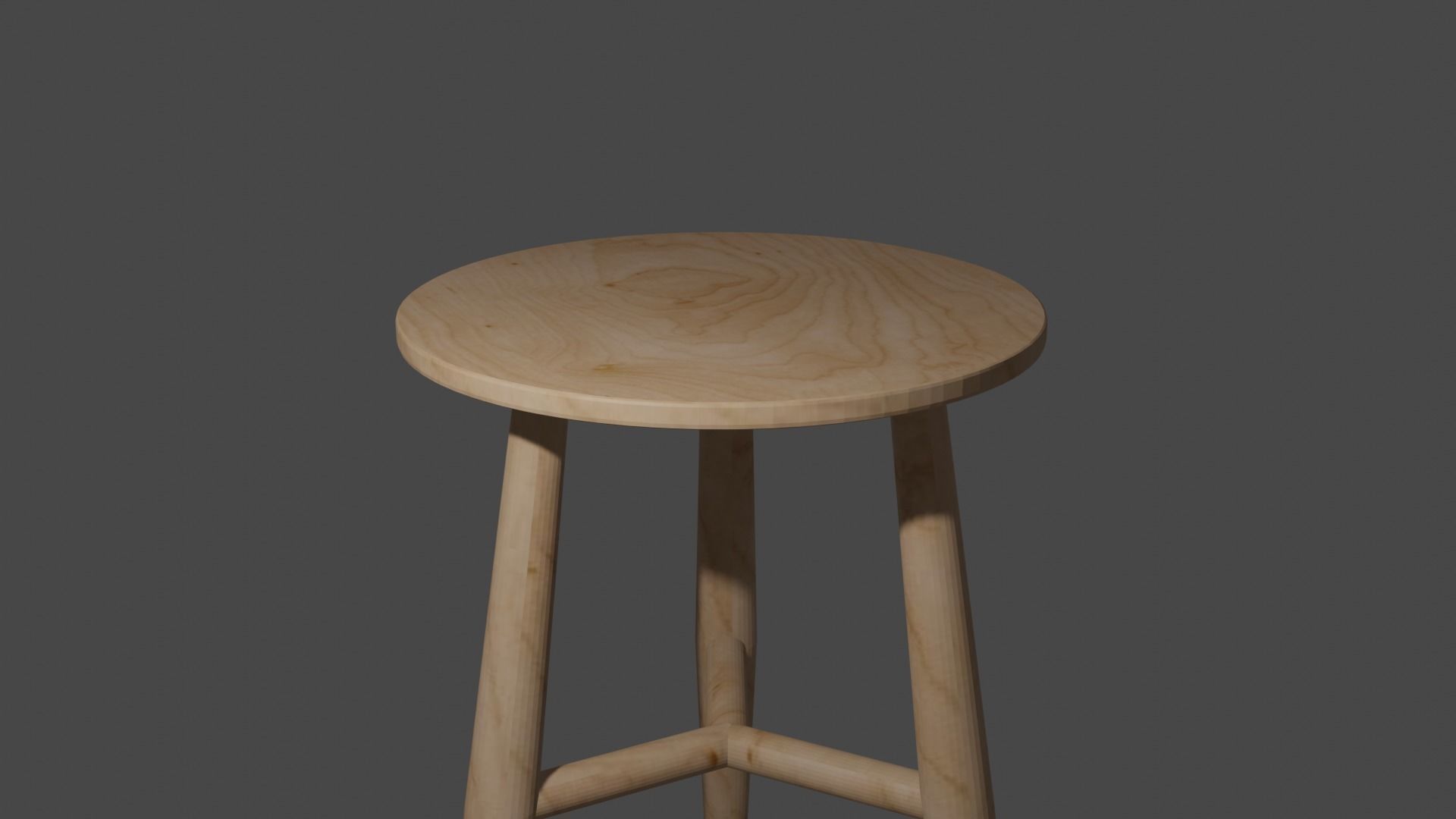 wooden stool 3d model low poly  Low-poly 3D model_4