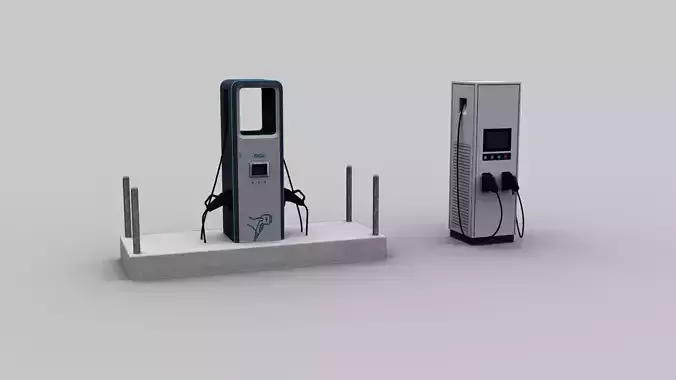 Electric Vehicle Chargers pack 3 Low-poly 3D model