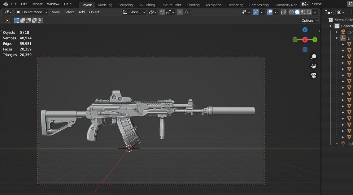 Kalashnikov AK-12 Low-poly 3D model_15