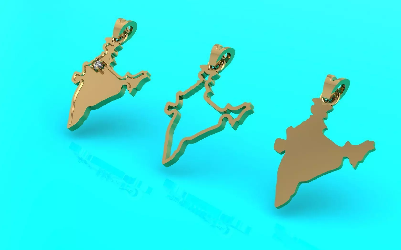 India map pendant 3D print model_0