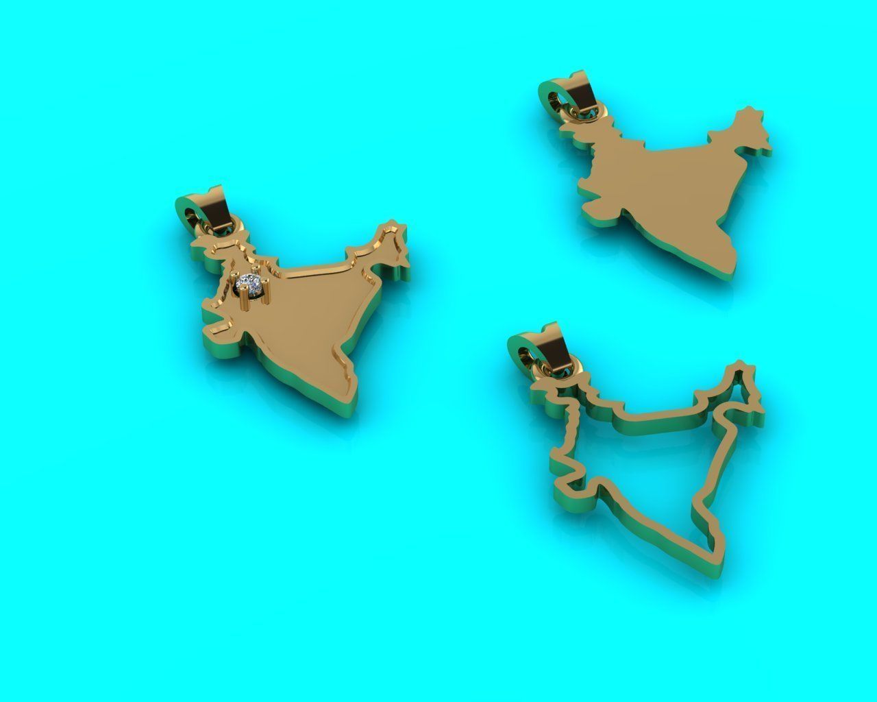 India map pendant 3D print model_1