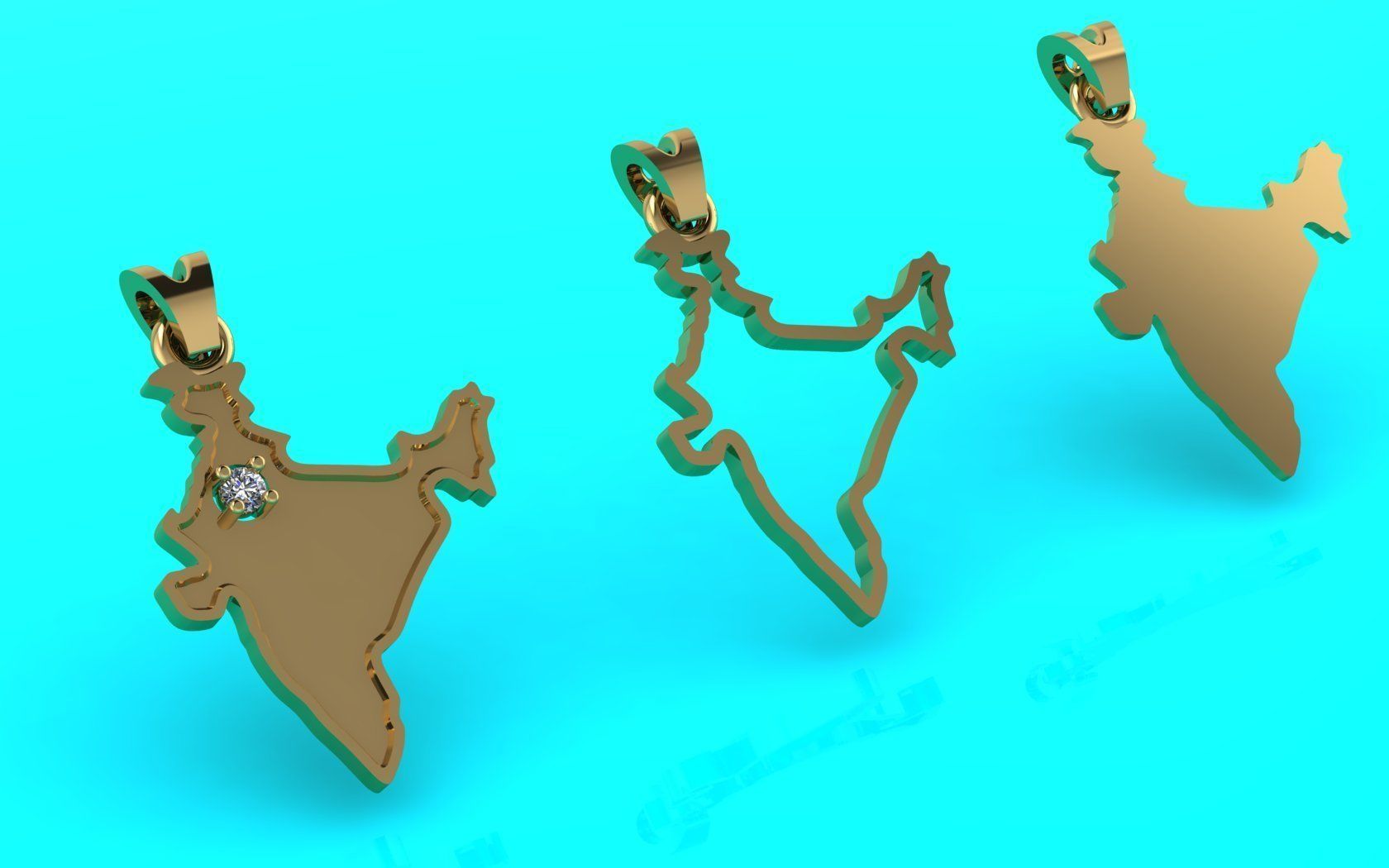 India map pendant 3D print model_2