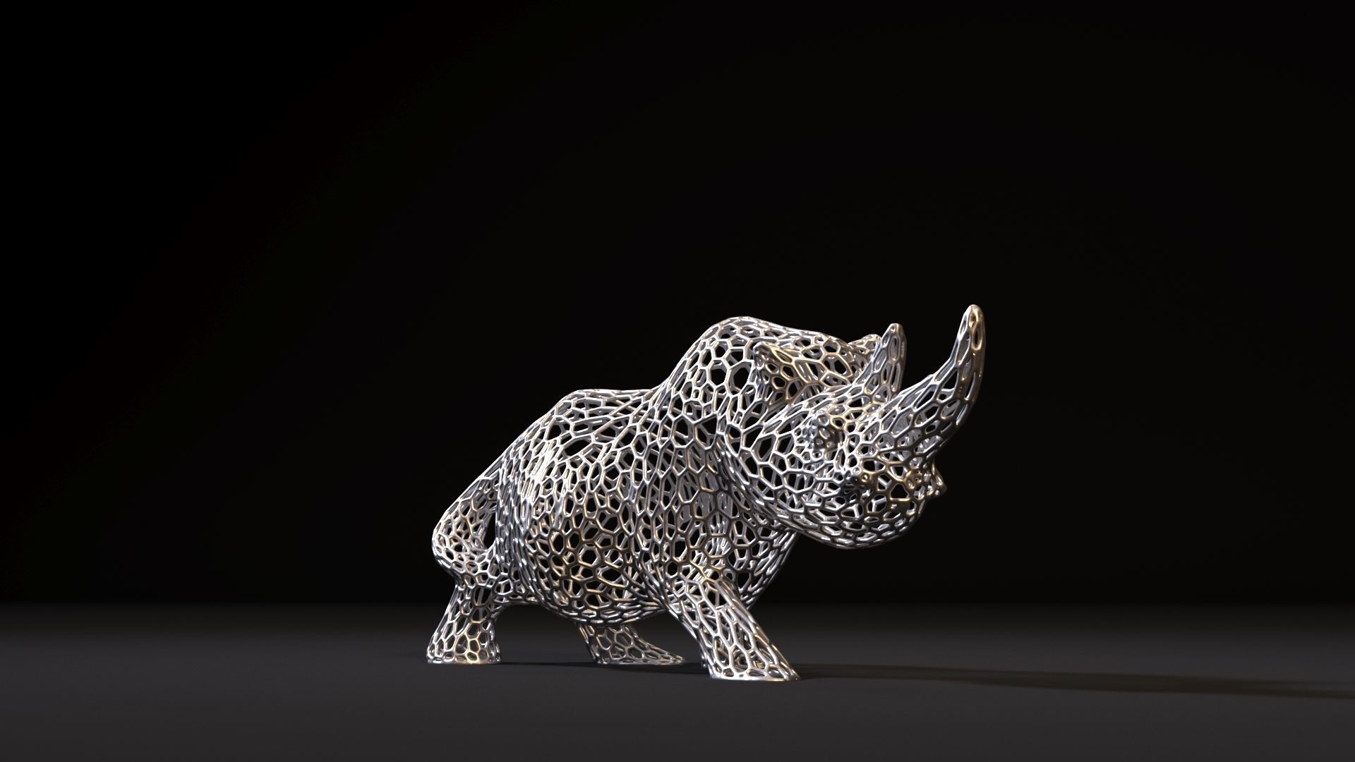 Rhino figure 3D print model_9