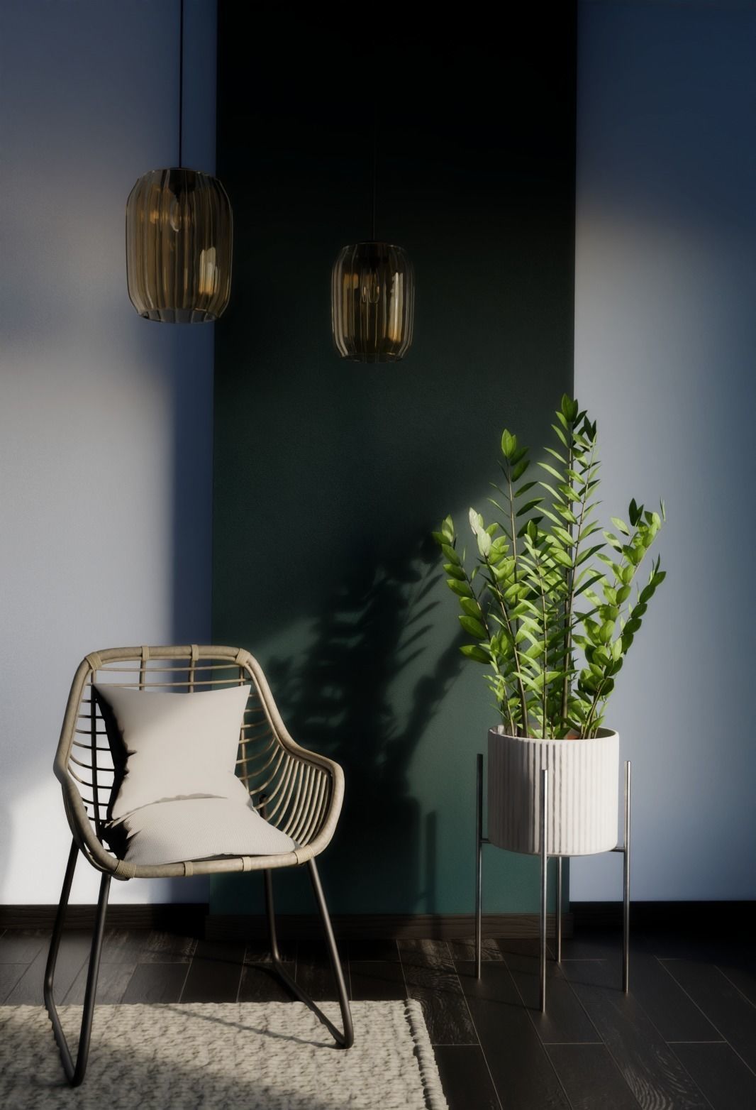 Zamioculcas Zamiifolia Low-poly 3D model_2