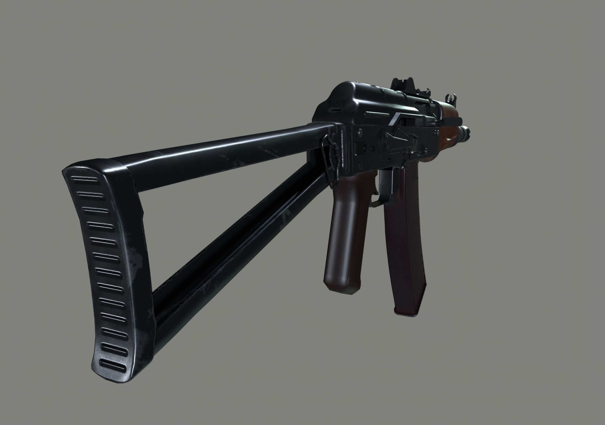 AKS-74U Rifle Low-poly 3D model_3