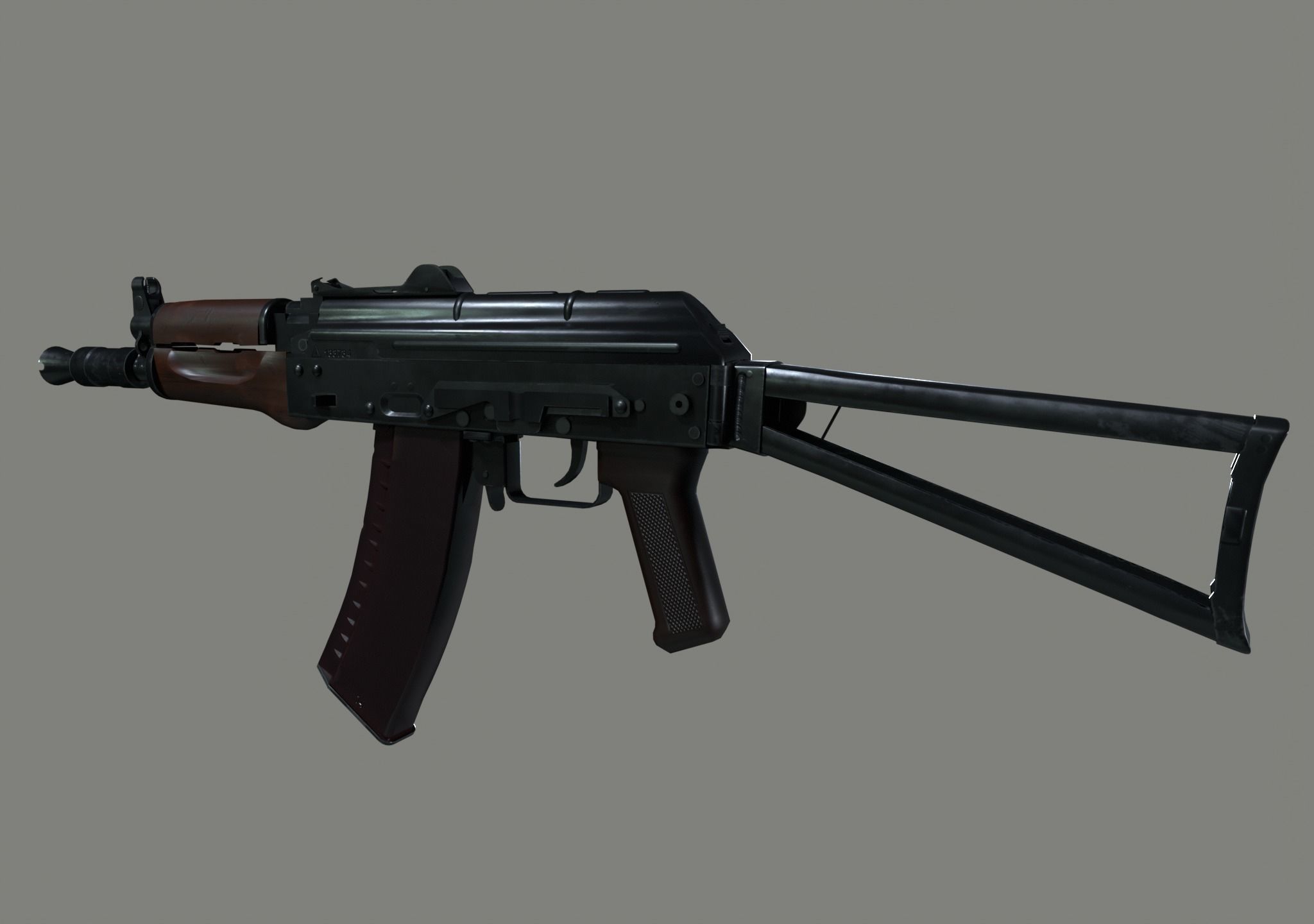 AKS-74U Rifle Low-poly 3D model_2