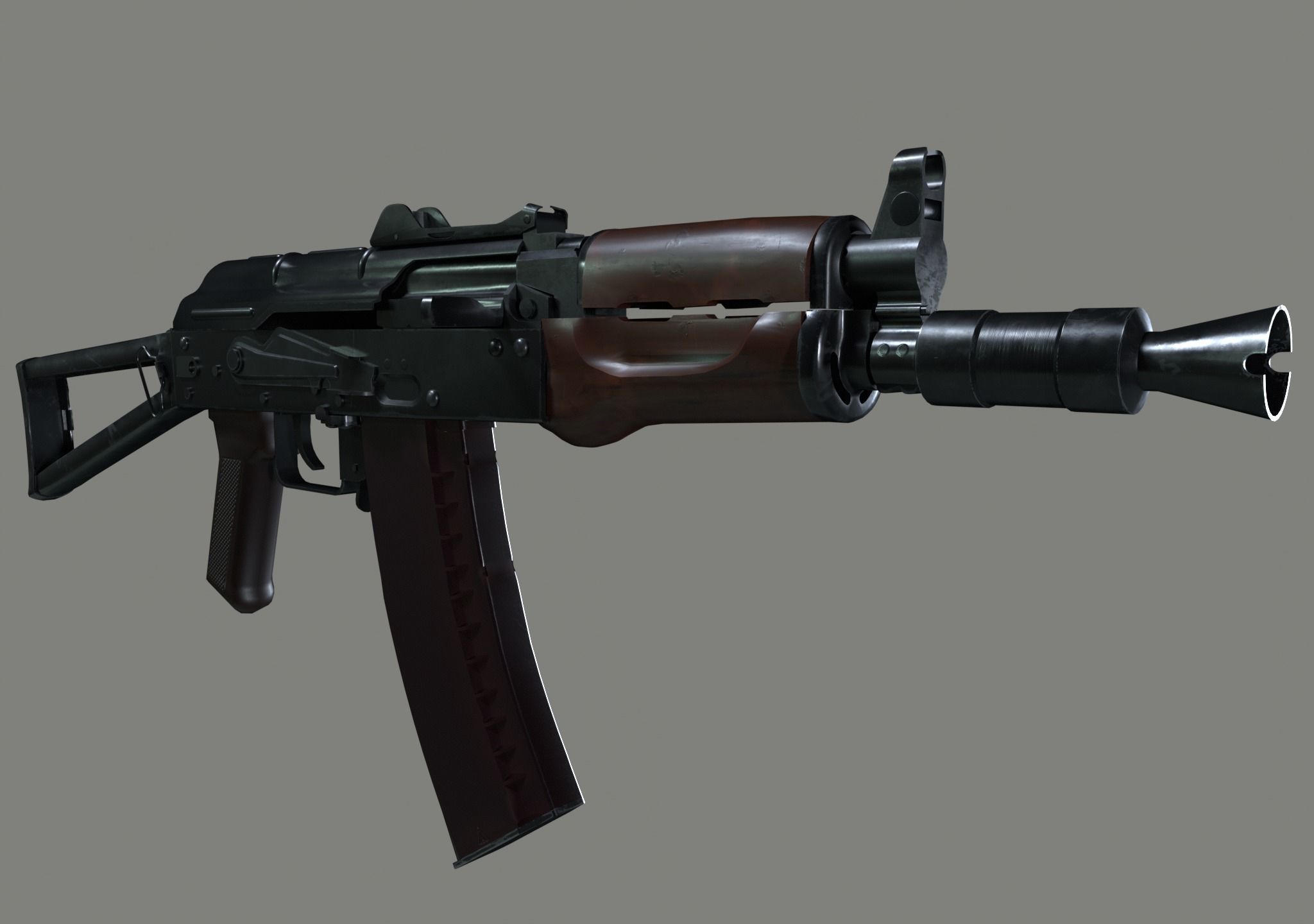 AKS-74U Rifle Low-poly 3D model_6