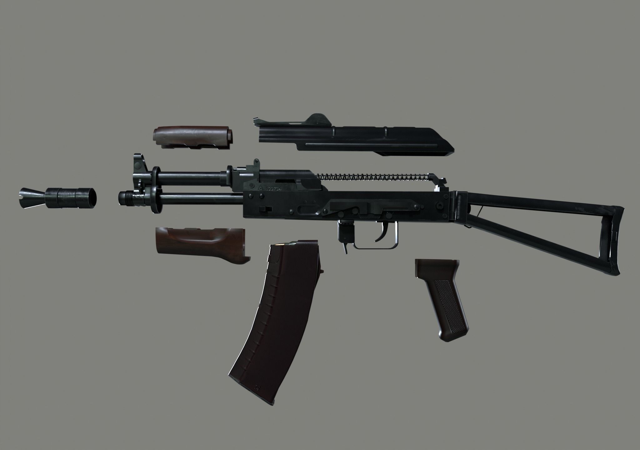AKS-74U Rifle Low-poly 3D model_1