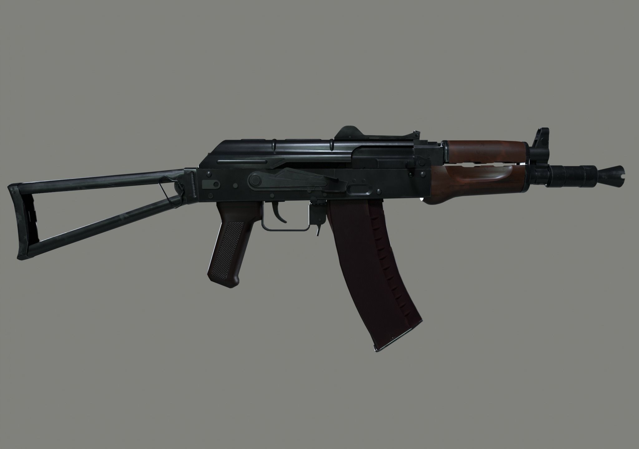 AKS-74U Rifle Low-poly 3D model_5