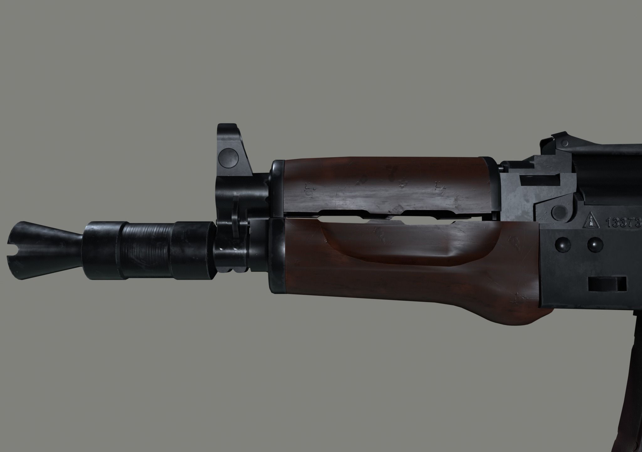 AKS-74U Rifle Low-poly 3D model_7
