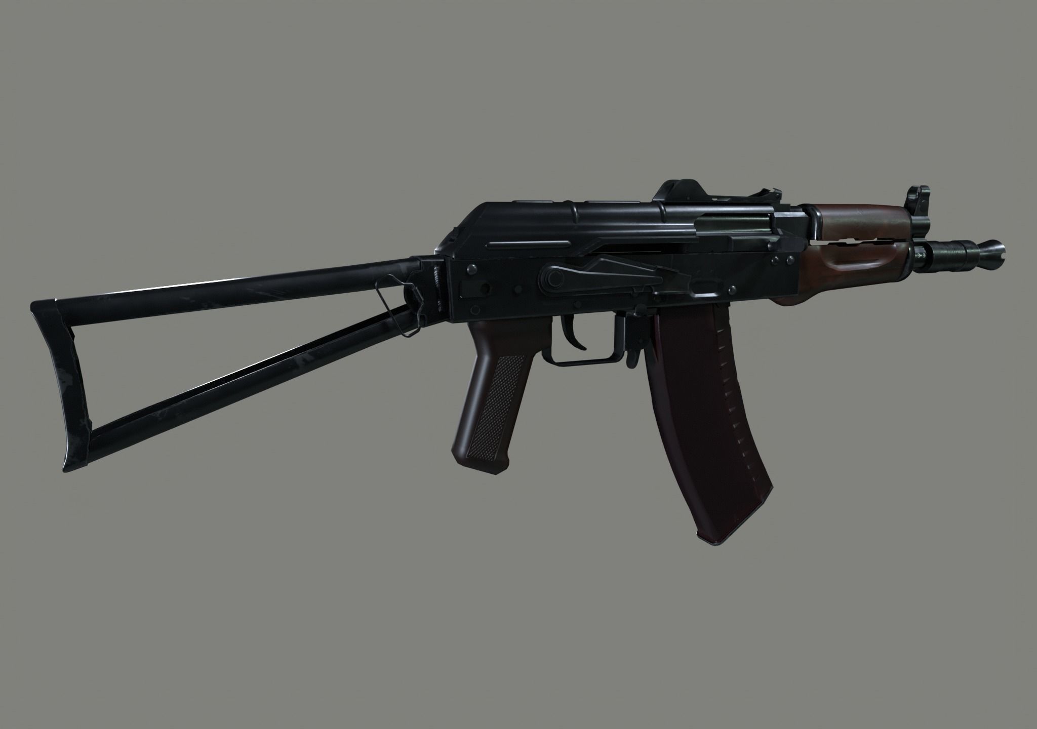 AKS-74U Rifle Low-poly 3D model_4