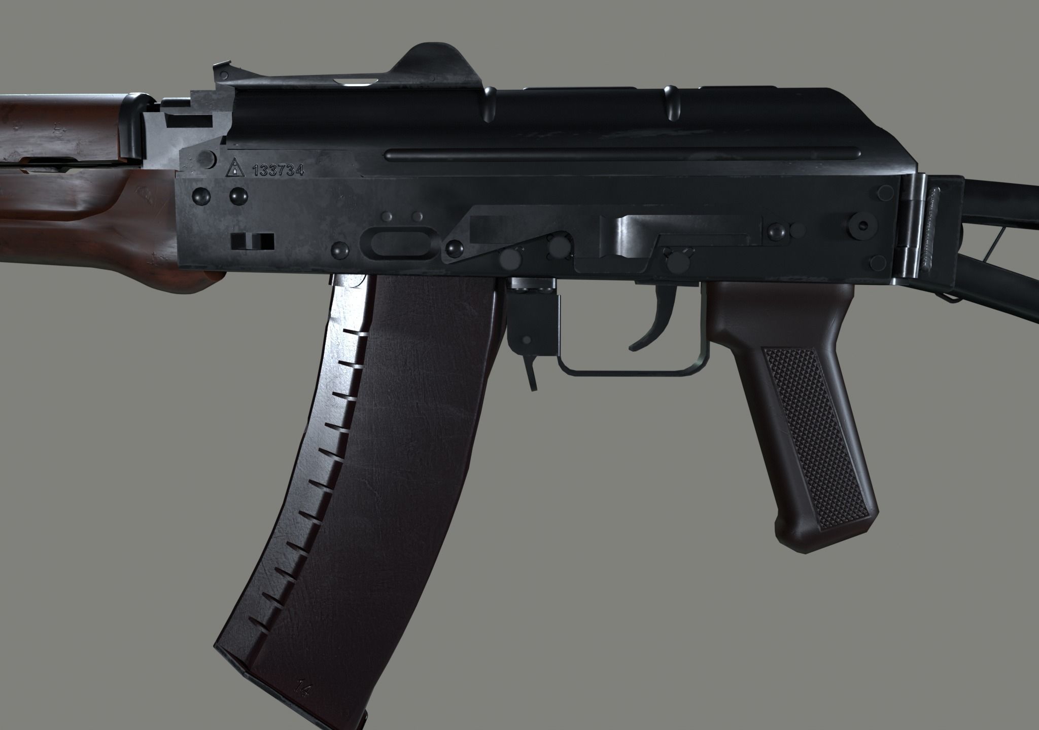 AKS-74U Rifle Low-poly 3D model_8