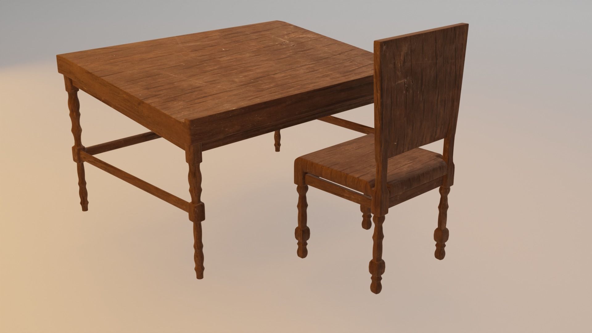 Table and Chair 3D model_2