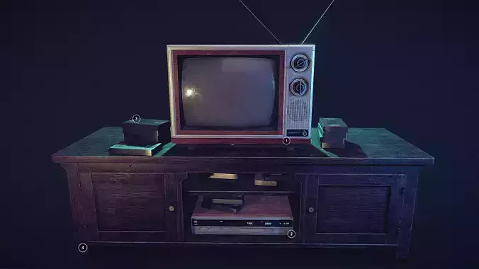TV Set 80s Asset Low-poly 3D model