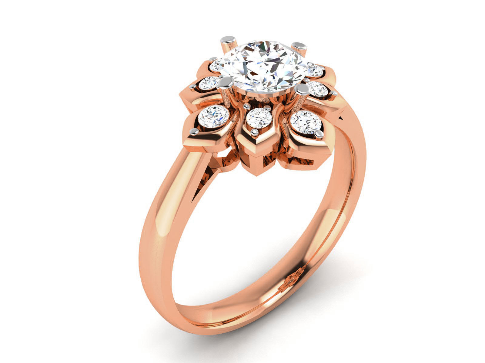 Women Solitaire Ring 3dm render details 3D print model_3
