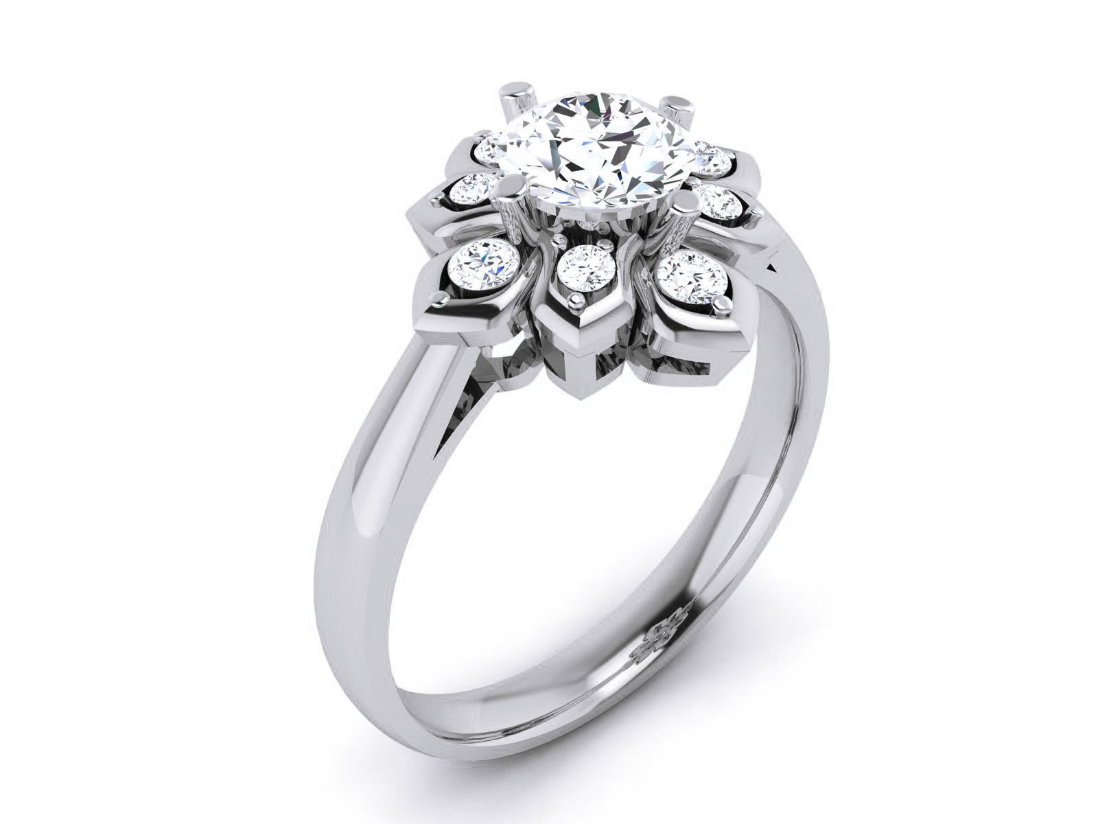 Women Solitaire Ring 3dm render details 3D print model_2